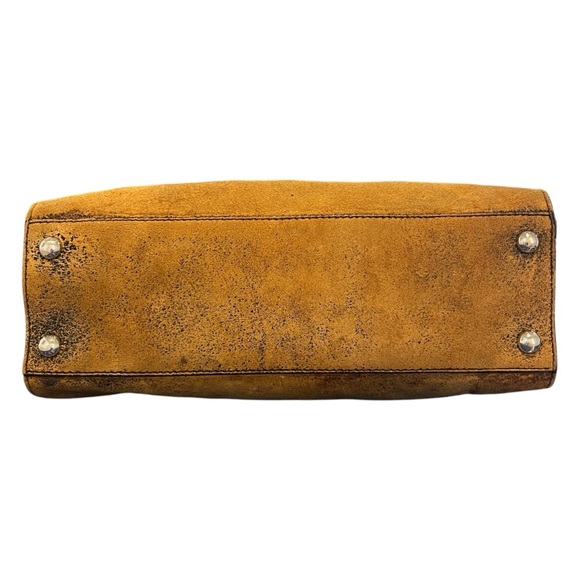 Michael Kors Hamilton Distressed Suede Leather Mocha Brown Lock Key Bag Satchel - Picture 9 of 16